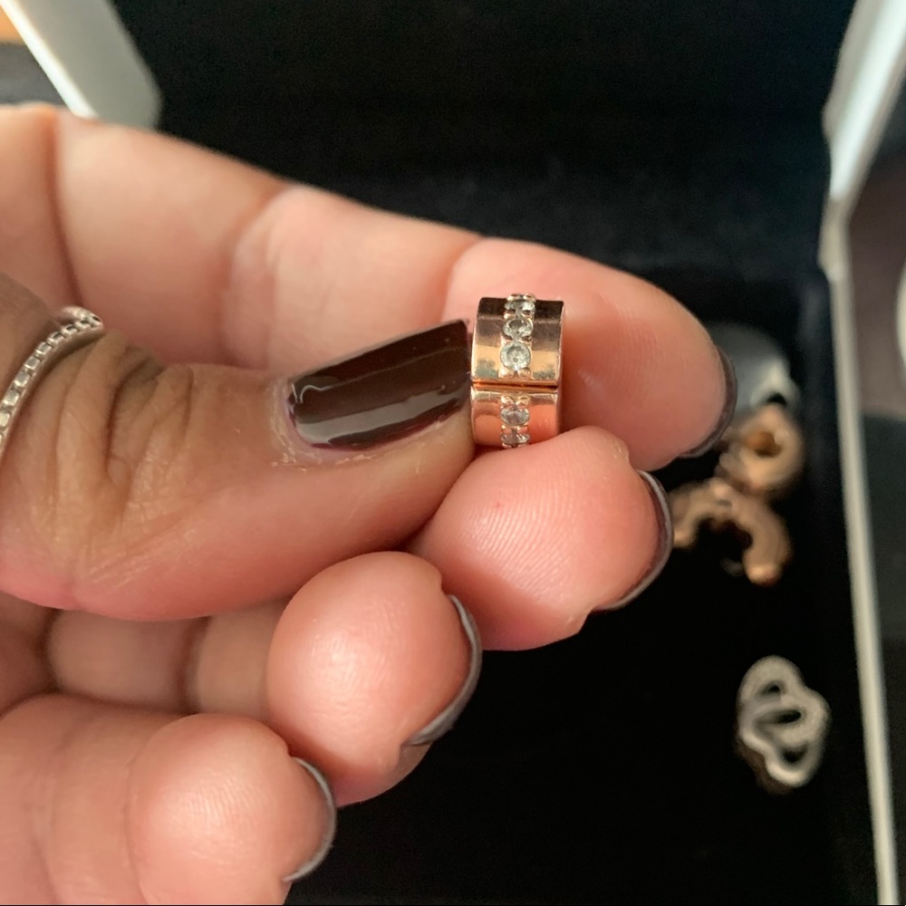 Pandora 14k Rose Gold Spacer Bling Charm Clip